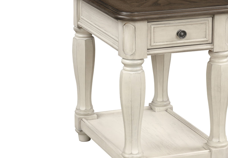 Chairside Table With Storage - Antique White - R&R Furniture Gallery (Fountain Valley, CA)