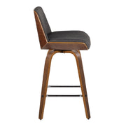 Lumi Source Corazza mid-century modern fixed height counter stools with swivel and square footrest, set of 2.