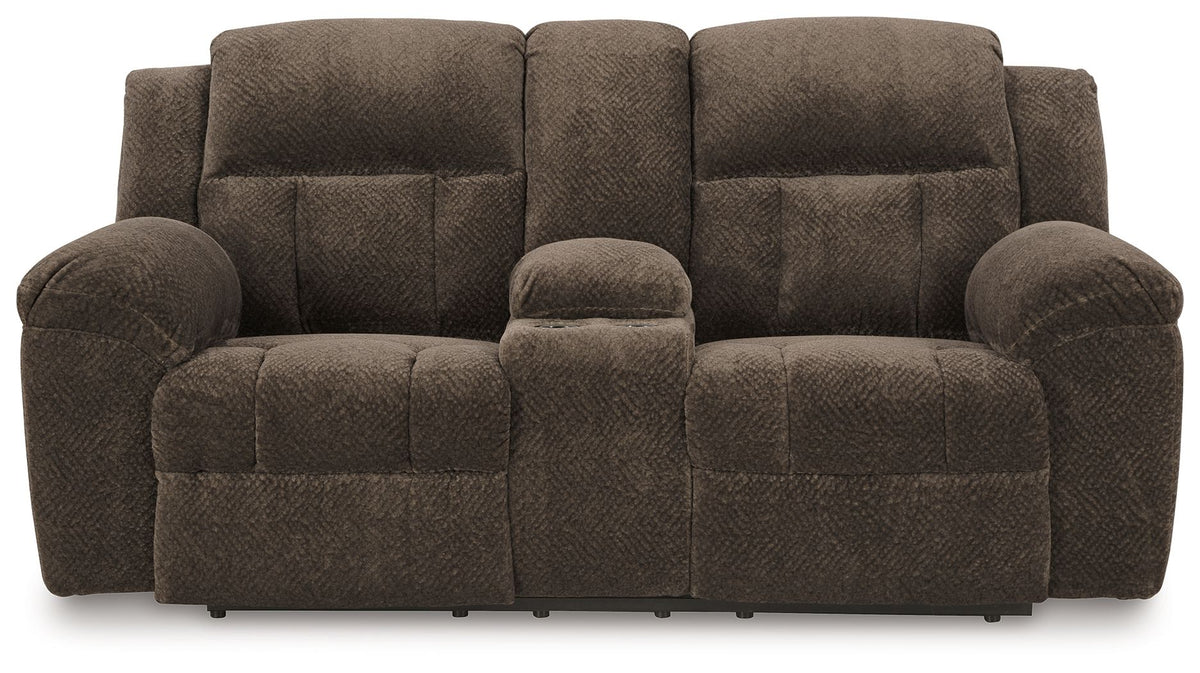 Frohn - Dbl Reclining Loveseat With Console - R&R Furniture Gallery (Fountain Valley, CA)
