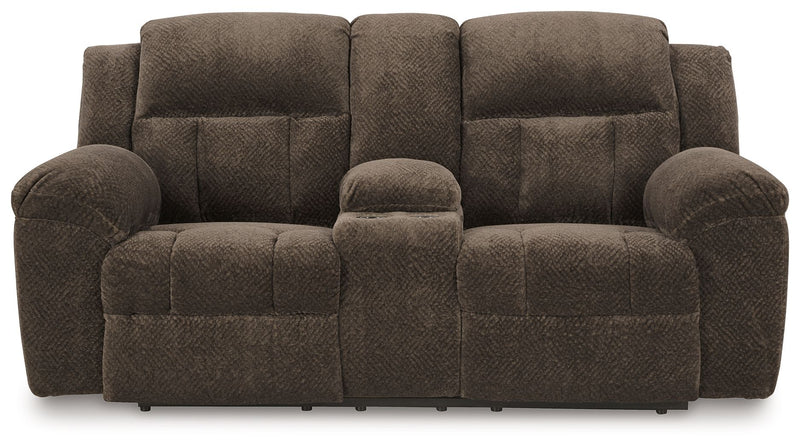 Frohn - Dbl Reclining Loveseat With Console - R&R Furniture Gallery (Fountain Valley, CA)