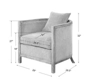 Gray Uttermost Viaggio Chenille Accent Chair with plush upholstery and modern design, shown from a front view.