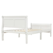 DreamHaus platform bed frame with sleigh design, wooden slat support, and matching headboard and footboard for a stylish bedroom.