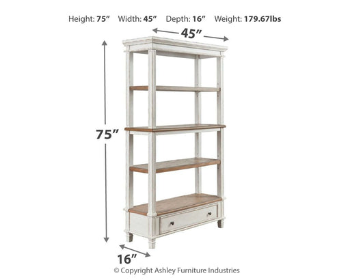 Realyn - Bookcase - Brown / White - R&R Furniture Gallery (Fountain Valley, CA)