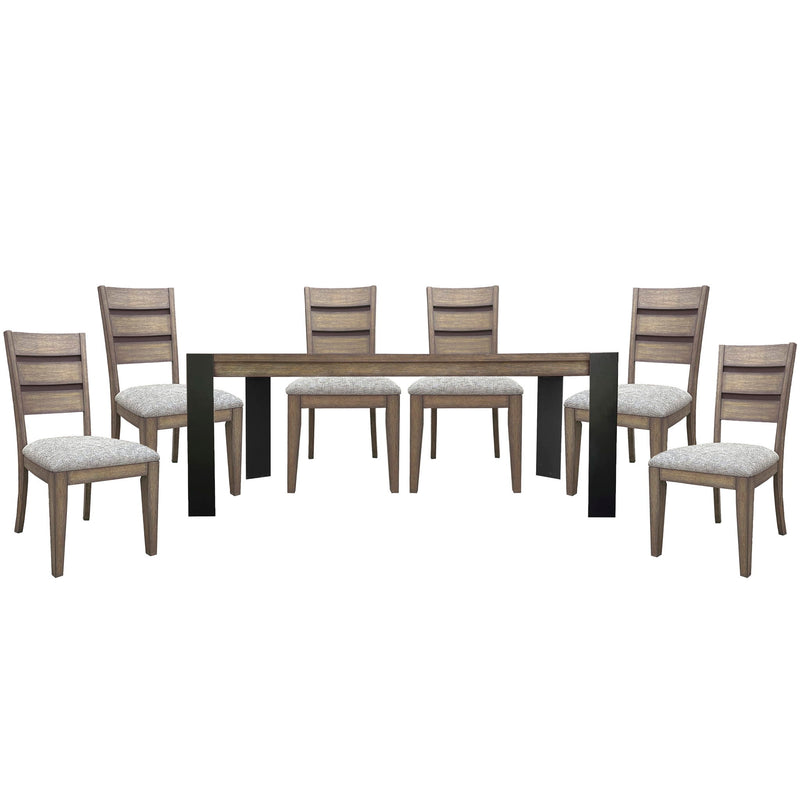 Cedar Fork - Dining Table With 6 Ladderback Chairs - Smoked Arabica - R&R Furniture Gallery (Fountain Valley, CA)