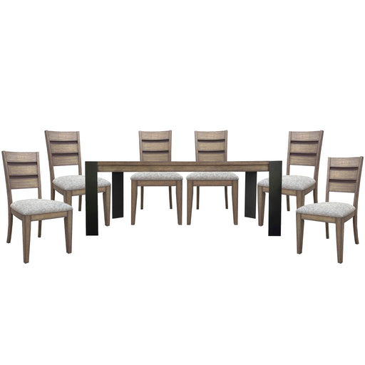 Cedar Fork - Dining Table With 6 Ladderback Chairs - Smoked Arabica - R&R Furniture Gallery (Fountain Valley, CA)