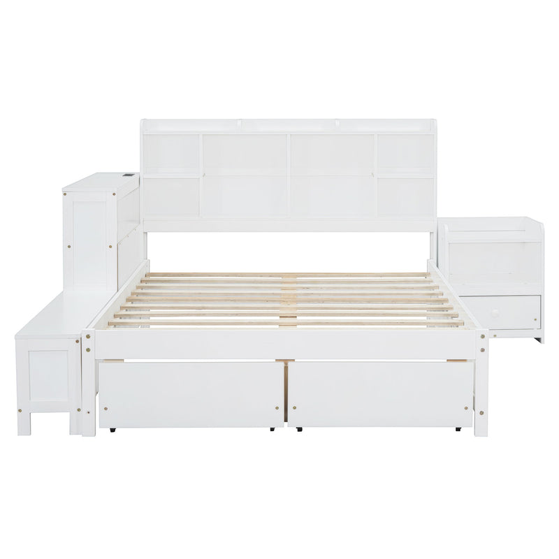 Platform Bed With Multi Functional Storage Space, Nightstand, 2 Drawers, USB Ports And Desk - R&R Furniture Gallery (Fountain Valley, CA)