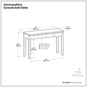 Simpli-Home Cosmopolitan multipurpose coffee table with sleek wooden surface and modern design for living room use.