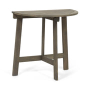 Noble House outdoor 3-piece half round folding bistro set with round table and two matching chairs on patio.