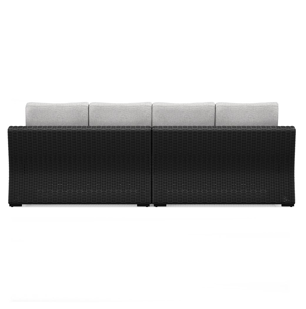 Beachcroft - 2-Piece Outdoor Loveseat with Cushion - Black / Light Gray - R&R Furniture Gallery (Fountain Valley, CA)