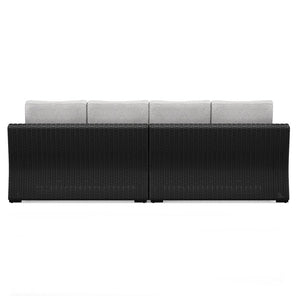 Beachcroft - 2-Piece Outdoor Loveseat with Cushion - Black / Light Gray - R&R Furniture Gallery (Fountain Valley, CA)