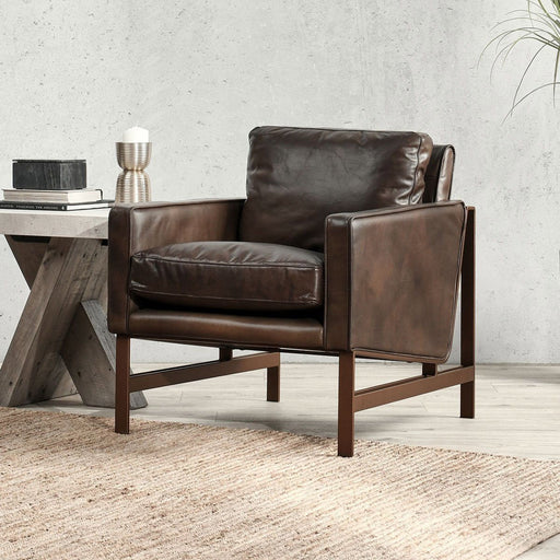 Classic Home Chelsea club chair in truffle brown with plush upholstery and a classic design, perfect for living room seating.