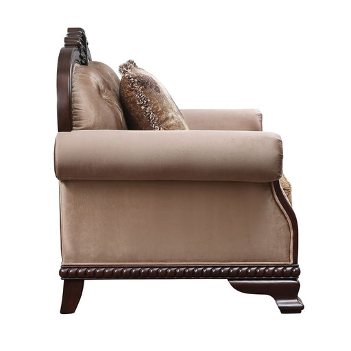 Chateau De Ville - Sofa With 5 Pillows (Same Lv01588) - Fabric & Espresso - R&R Furniture Gallery (Fountain Valley, CA)