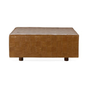 Aristo - Leather Square Ottoman - Autum Maple - R&R Furniture Gallery (Fountain Valley, CA)