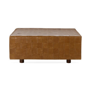 Aristo - Leather Square Ottoman - Autum Maple - R&R Furniture Gallery (Fountain Valley, CA)