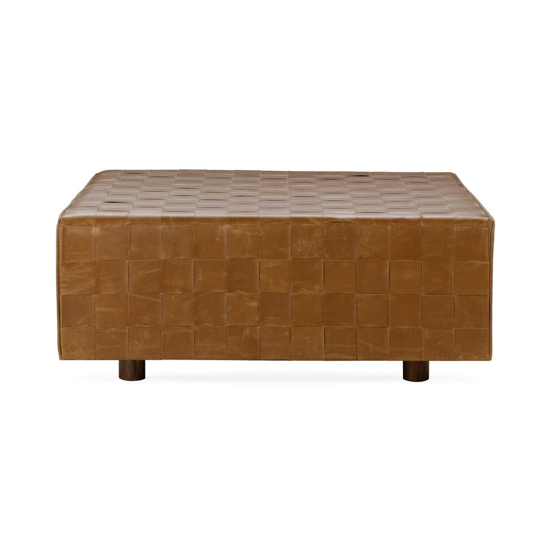 Aristo - Leather Square Ottoman - Autum Maple - R&R Furniture Gallery (Fountain Valley, CA)