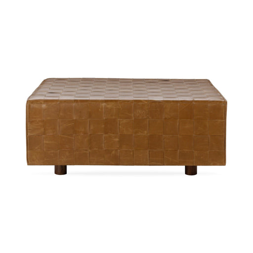 Aristo - Leather Square Ottoman - Autum Maple - R&R Furniture Gallery (Fountain Valley, CA)