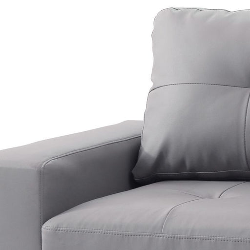 Glory Furniture upholstered track arm loveseat with cozy cushioning and modern design in a compact stationary style.