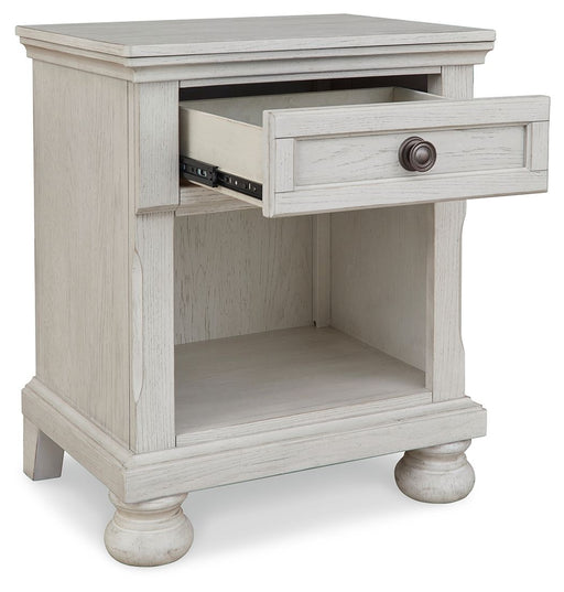 Robbinsdale - One Drawer Night Stand - Antique White - R&R Furniture Gallery (Fountain Valley, CA)