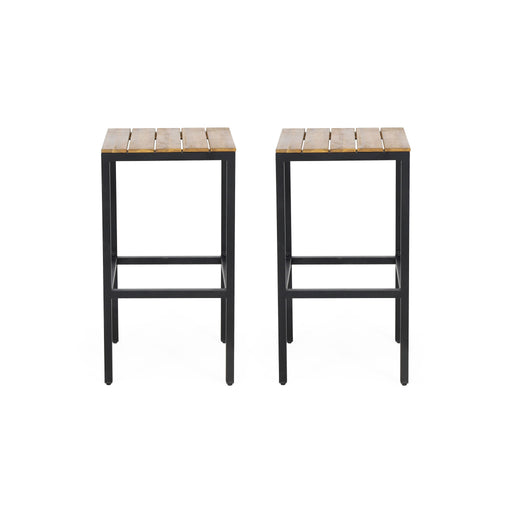 Outdoor Bar Stool With Slat Design And Metal Frame (Set of 2) - R&R Furniture Gallery (Fountain Valley, CA)