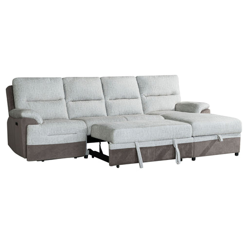 Kia - Sectional With Power And USB - Beige / Brown - R&R Furniture Gallery (Fountain Valley, CA)