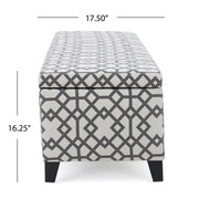 Quotient - Upholstered Storage Ottoman With Tapered Block Feet - Gray / White - R&R Furniture Gallery (Fountain Valley, CA)