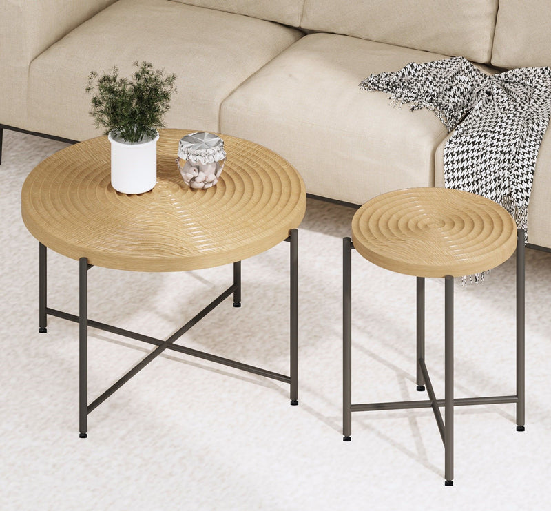 Coffee And End Table Set Waterproof Cover, Distressed Cylindrical Design, Legs Classic Rustic Charm (Set of 2) - R&R Furniture Gallery (Fountain Valley, CA)