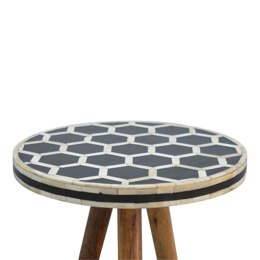 Inlay Bone Tripod Stool - Beige / White - R&R Furniture Gallery (Fountain Valley, CA)