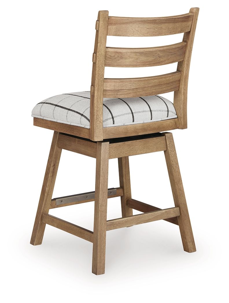 Ridgester - Upholstered Swivel Barstool (Set of 2) - Light Brown - R&R Furniture Gallery (Fountain Valley, CA)