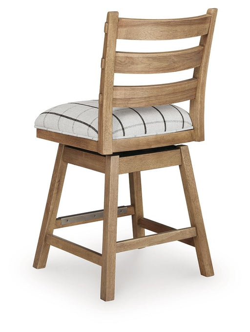 Ridgester - Upholstered Swivel Barstool (Set of 2) - Light Brown - R&R Furniture Gallery (Fountain Valley, CA)