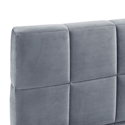 DreamHaus full size upholstered mid-century modern daybed in gray with an elegant design and plush fabric, featuring a sleek sofa bed frame.