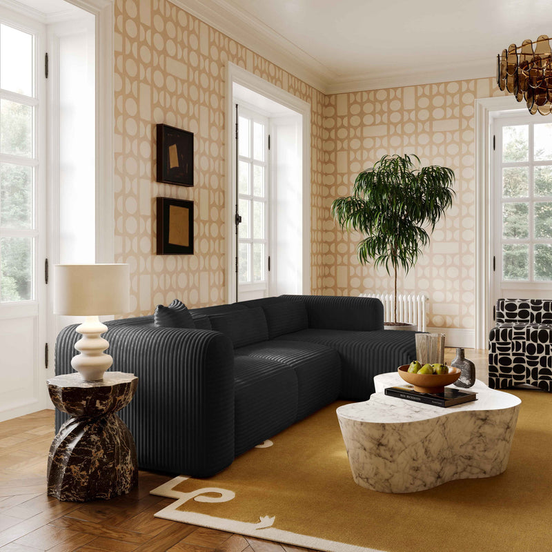 Tarra - Fluffy Oversized Corduroy Modular Chaise - R&R Furniture Gallery (Fountain Valley, CA)