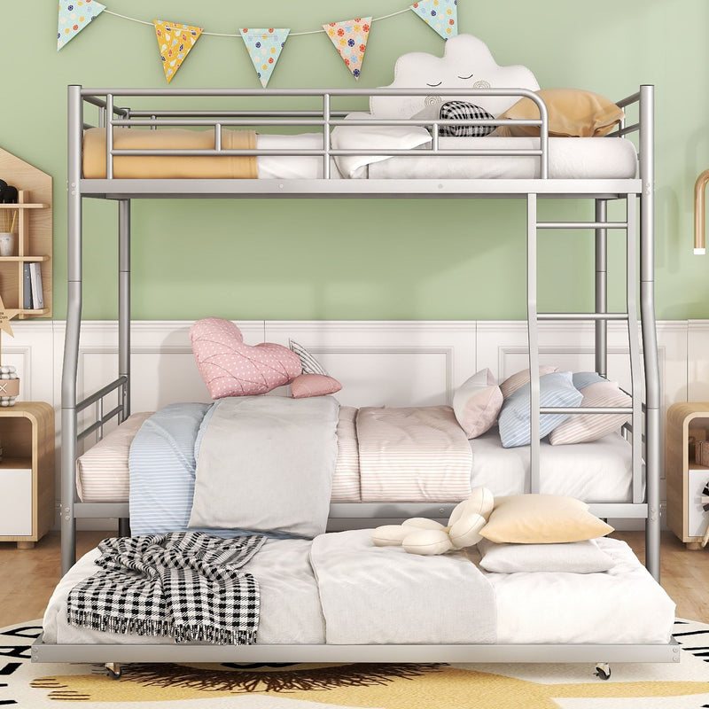 Steel construction bunk bed by DreamHaus with sturdy metal frame and ladder, ideal for space-saving bedroom sleeping arrangements.