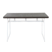 Lumi Source Geo industrial dining table with vintage white tabletop and espresso metal legs, modern and stylish for dining rooms.