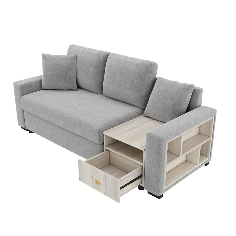 Noble House modular sofa couch with storage armrest and center console, featuring plush seating and contemporary design.