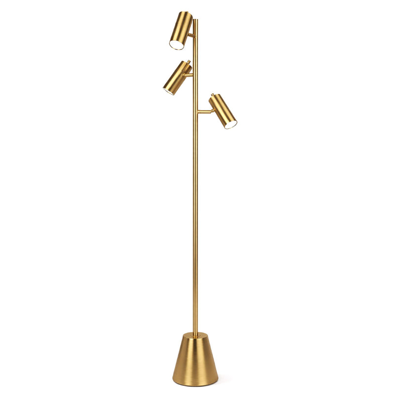 Lumina - Floor Lamp With Rotary Switch Triple Spots Cone Base - Gold - R&R Furniture Gallery (Fountain Valley, CA)