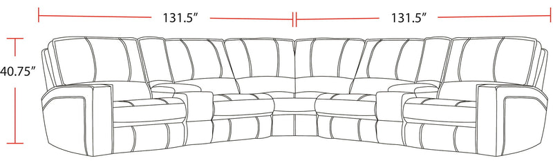 Rockford - 7 Piece Modular Power Reclining Sectional With Power Adjustable Headrests - Verona Saddle - R&R Furniture Gallery (Fountain Valley, CA)