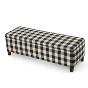 Black Noble House contemporary storage ottoman with cushioned top and open storage space, serving as seating and storage solution.