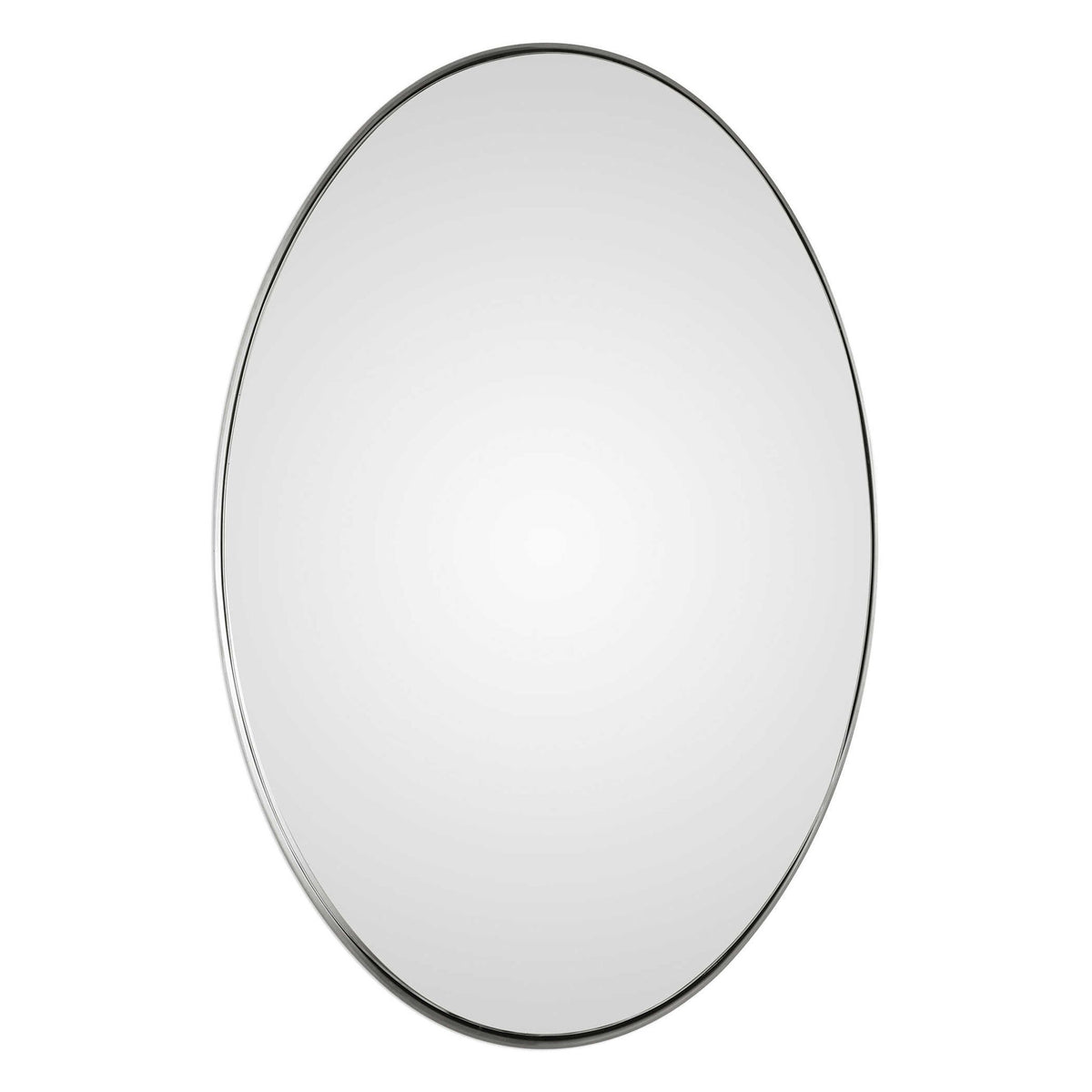 Uttermost Pursley oval wall mirror with brushed nickel frame, modern decorative wall mirror for stylish interior decor