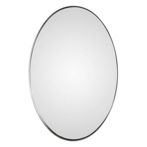 Uttermost Pursley oval wall mirror with brushed nickel frame, modern decorative wall mirror for stylish interior decor