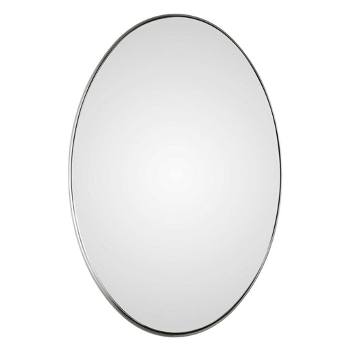 Uttermost Pursley oval wall mirror with brushed nickel frame, modern decorative wall mirror for stylish interior decor