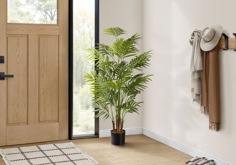 47" Tall, Artificial Plant, Areca Palm Tree, Indoor, Faux, Fake, Floor, Greenery, Potted, Real Touch, Decorative - Green / Black - R&R Furniture Gallery (Fountain Valley, CA)