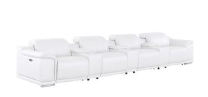 2679 - Genuine Leather Sofa With 4 Power Recliners, Power Headrests & 3 Storage Consoles