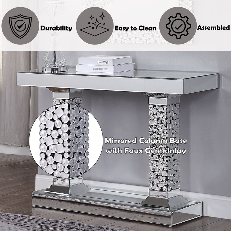 Kachina - Console Table - Mirrored & Faux Gems - R&R Furniture Gallery (Fountain Valley, CA)