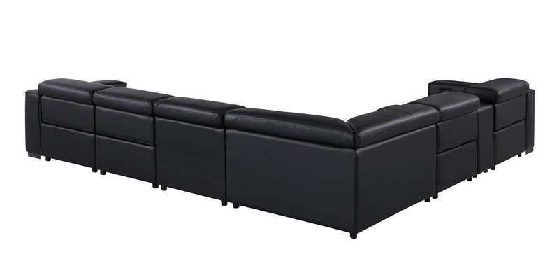 1208 - 7 Piece L-Shaped Leather Reclining Sectional With 4 Power Recliners