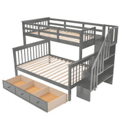 DreamHaus stairway bunk bed with built-in storage, safety guard rails, and ladder for bedroom sleep space.