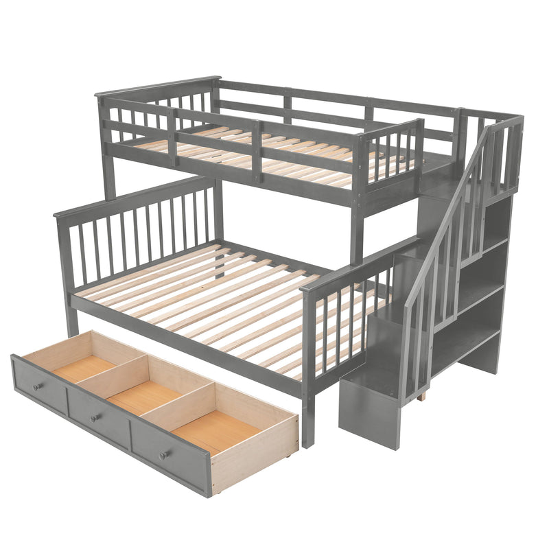 DreamHaus stairway bunk bed with built-in storage, safety guard rails, and ladder for bedroom sleep space.