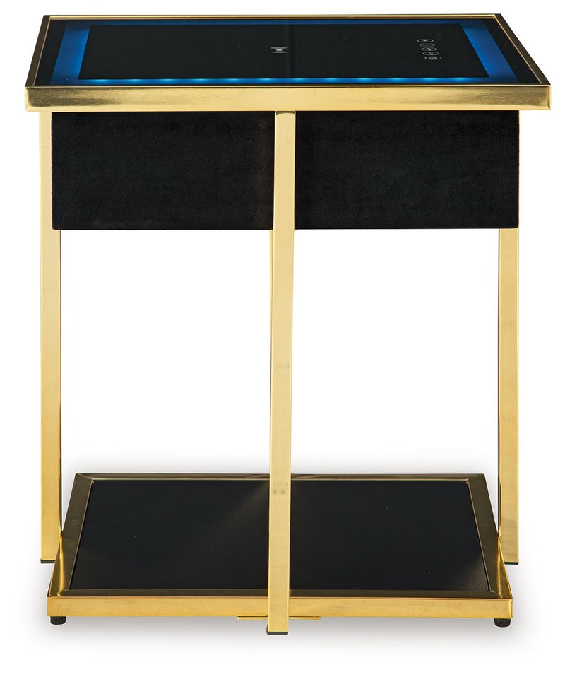 Rexwell - Accent Table With Speaker - Black / Gold Finish - R&R Furniture Gallery (Fountain Valley, CA)