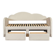 Upholstered Daybed With Cloud-Shaped Backrest, Trundle & 2 Drawers And USB Ports - R&R Furniture Gallery (Fountain Valley, CA)