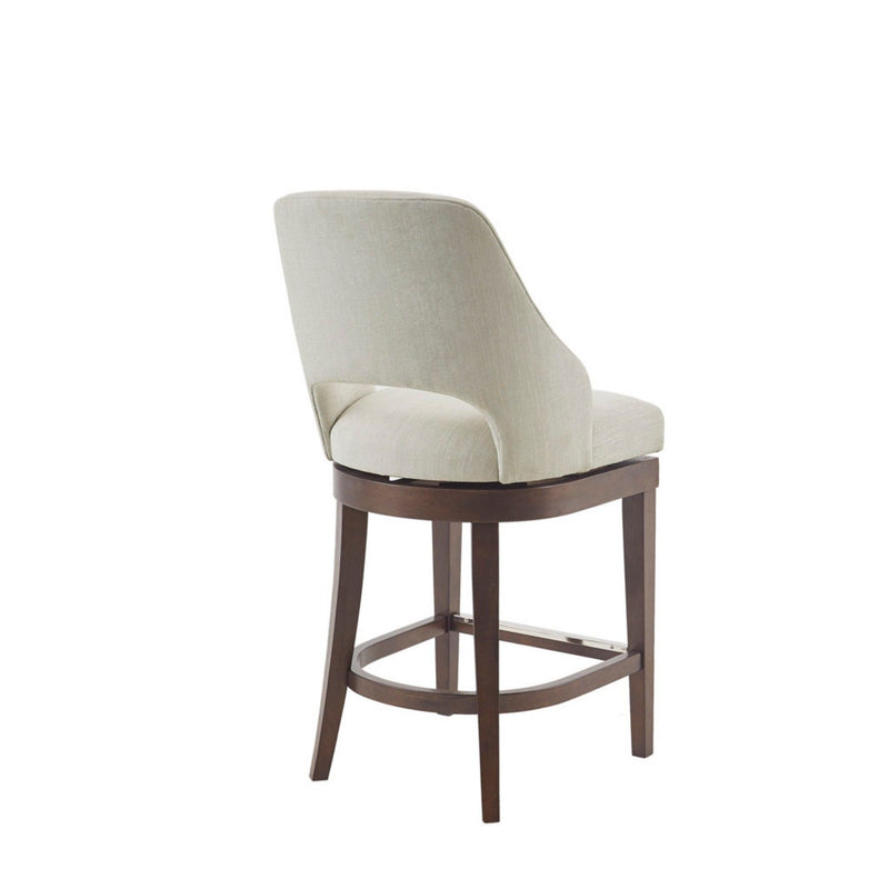 Counter Stool With Swivel Seat, Upholstery And Solid Wood Legs - Cream - R&R Furniture Gallery (Fountain Valley, CA)