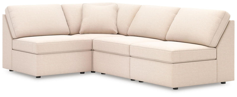 Signature Design by Ashley oyster sectional sofa from the Modmax stationary sectional collection, showing plush cushions and fabric upholstery.